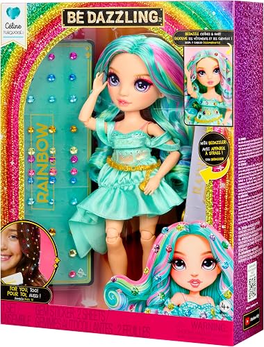Rainbow High Be Dazzling - Celine Turquoise - Teal 28cm Fashion Doll with Bedazzling Tool, Sparkle Gems and Styling Accessories - 14