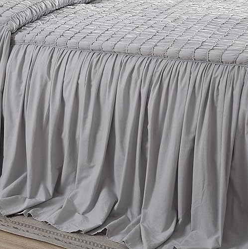 Miniatura 4 de Shabby Chic - Colcha matrimonial, ropa de cama de algodón suave con fundas a juego, decoración del hogar bellamente drapeada para todas las