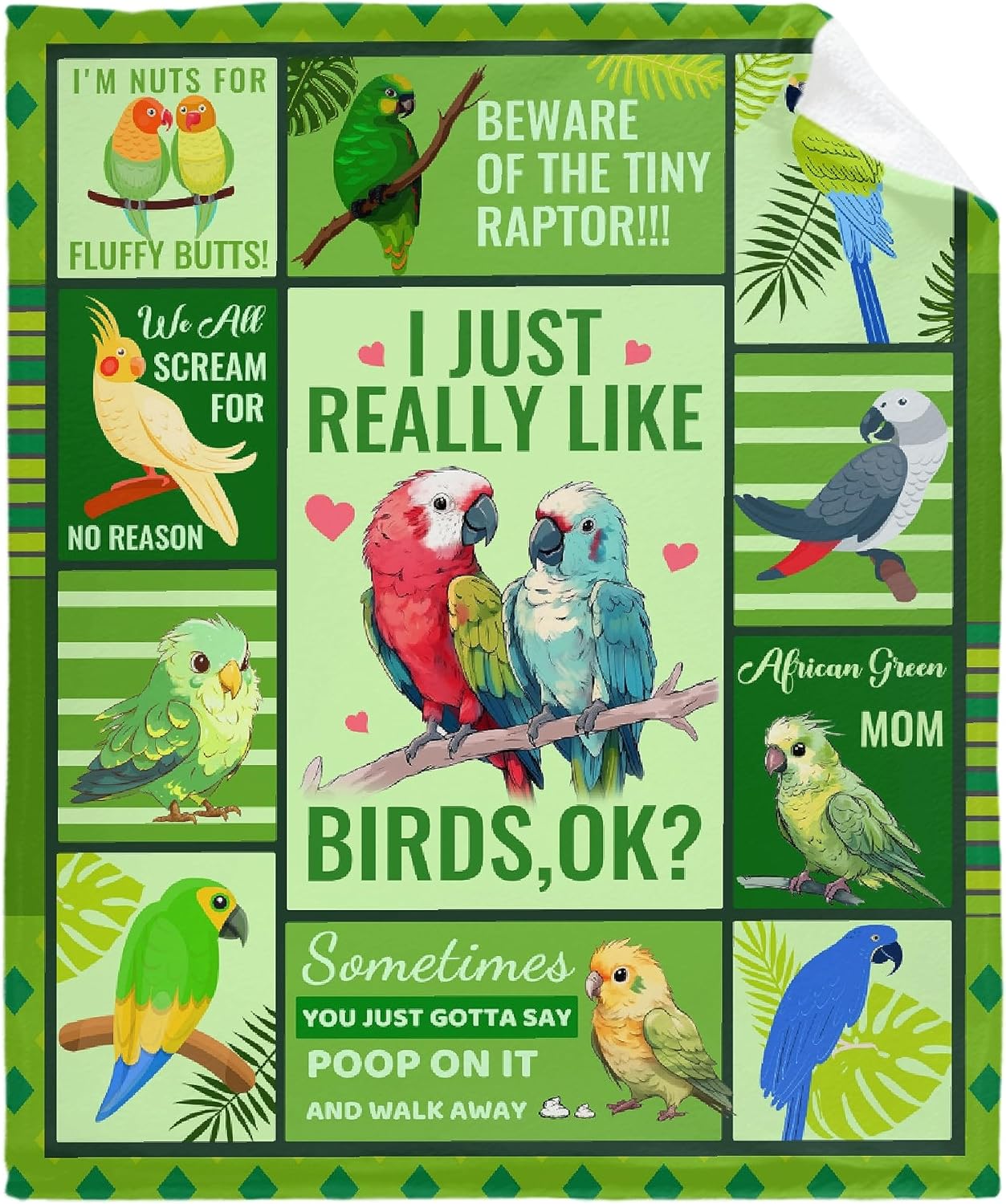 Parrot Cockatiel Collage Blanket, Gift for Teen Men Women