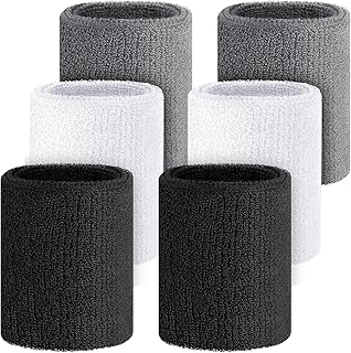 Wettarn 6 Pcs 4 Inch Wrist Sweatbands Tennis Wristbands Gymnastics Wristbands for Grips Sport Cotton Elastic Wrist Sweatba...