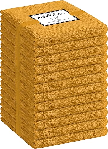 Cotton Clinic Paquete de 12 toallas de cocina de gofre suaves absorbentes de secado rápido toallas de cocina paños de cocina paños de cocina paños