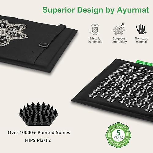 Miniatura 6 de Juego de alfombrillas y almohadas de acupresión de alta calidad, lino natural y fibra de coco, diseño ergonómico, apto para FSAHSA, alivia el estrés