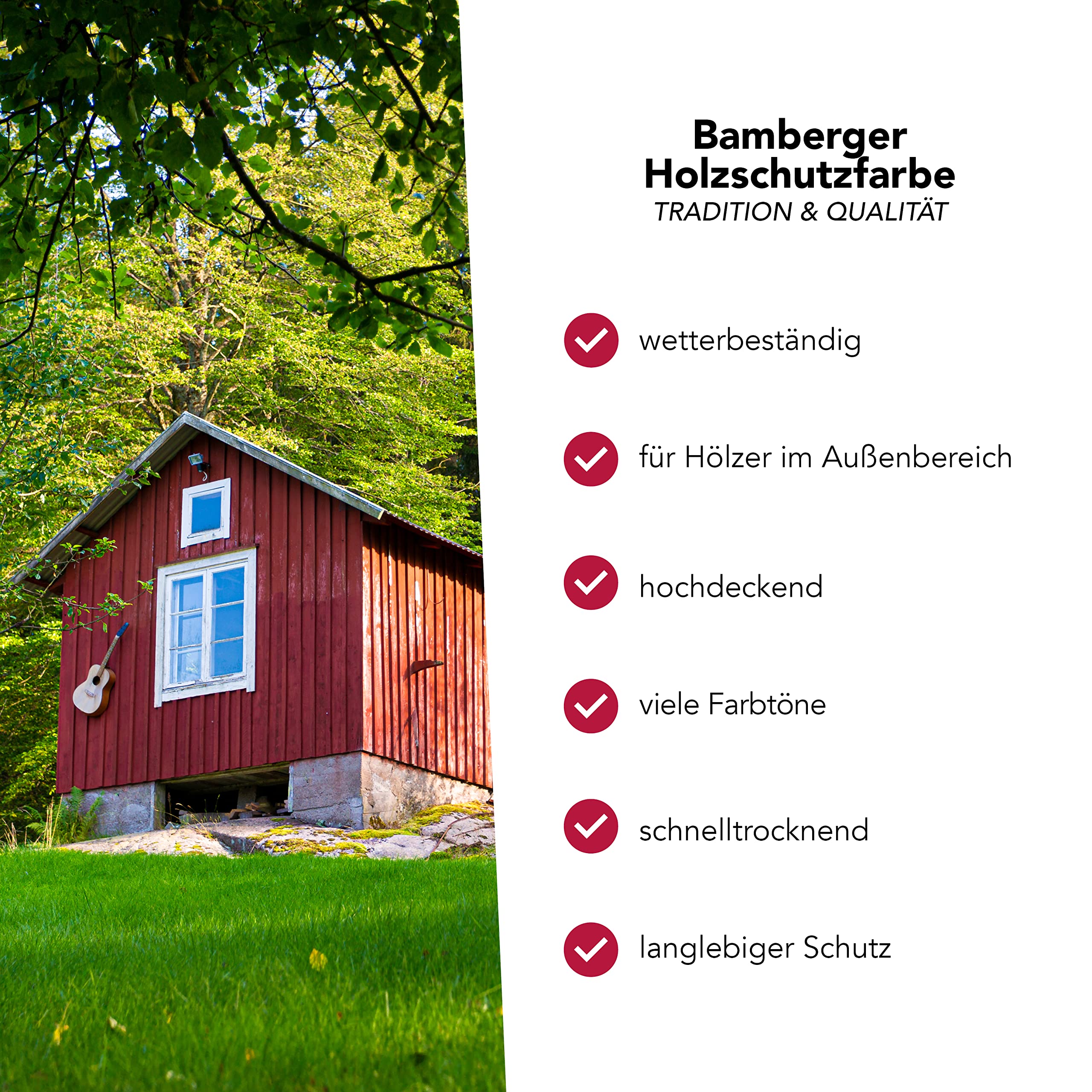 Holzschutzfarbe Möbelfarbe Wetterschutzfarbe Holzfarbe für Außen (10L, Schwedenrot)