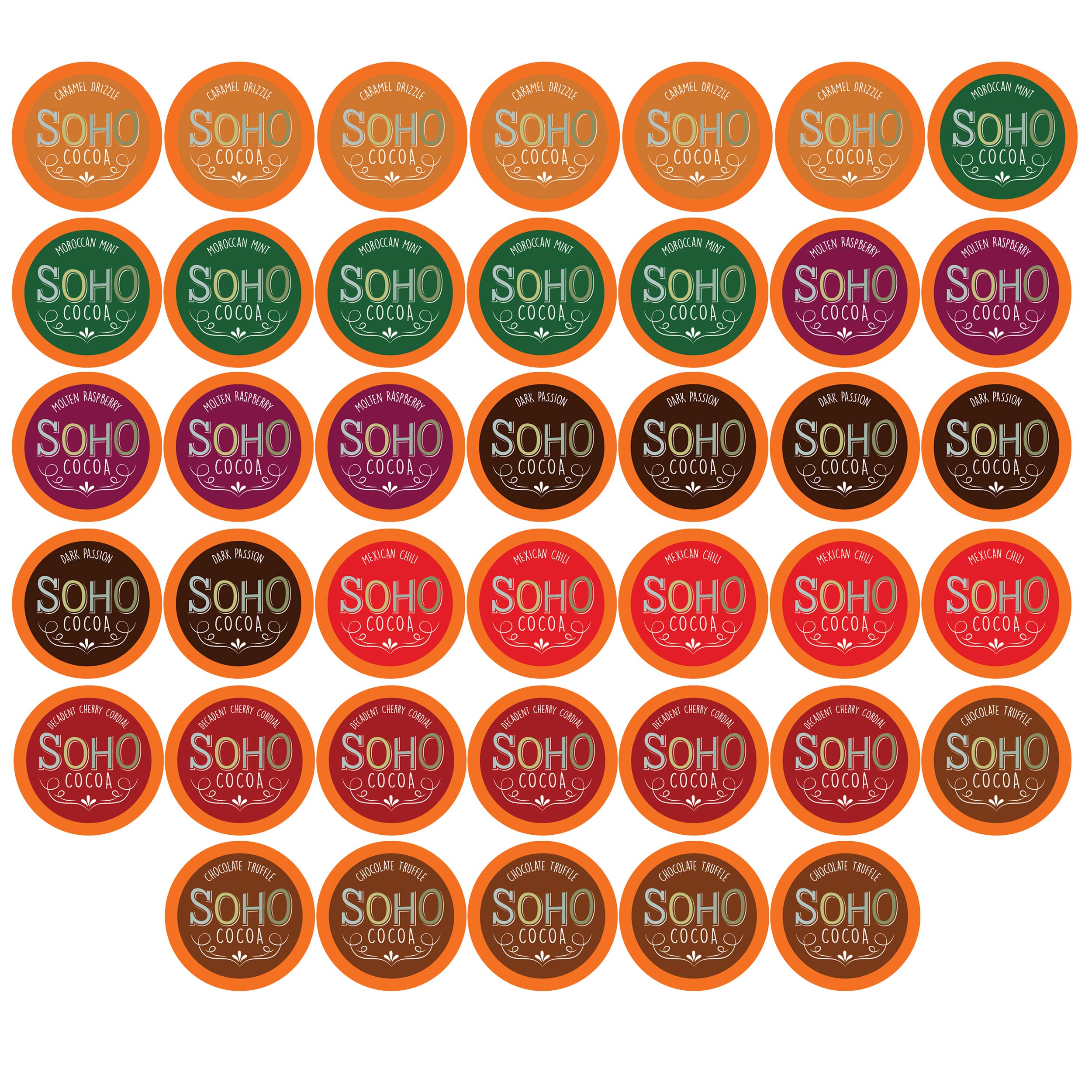 Soho Cocoa Variety Pack Hot Chocolate Pods for Keurig K-Cup Brewers, 40 Count