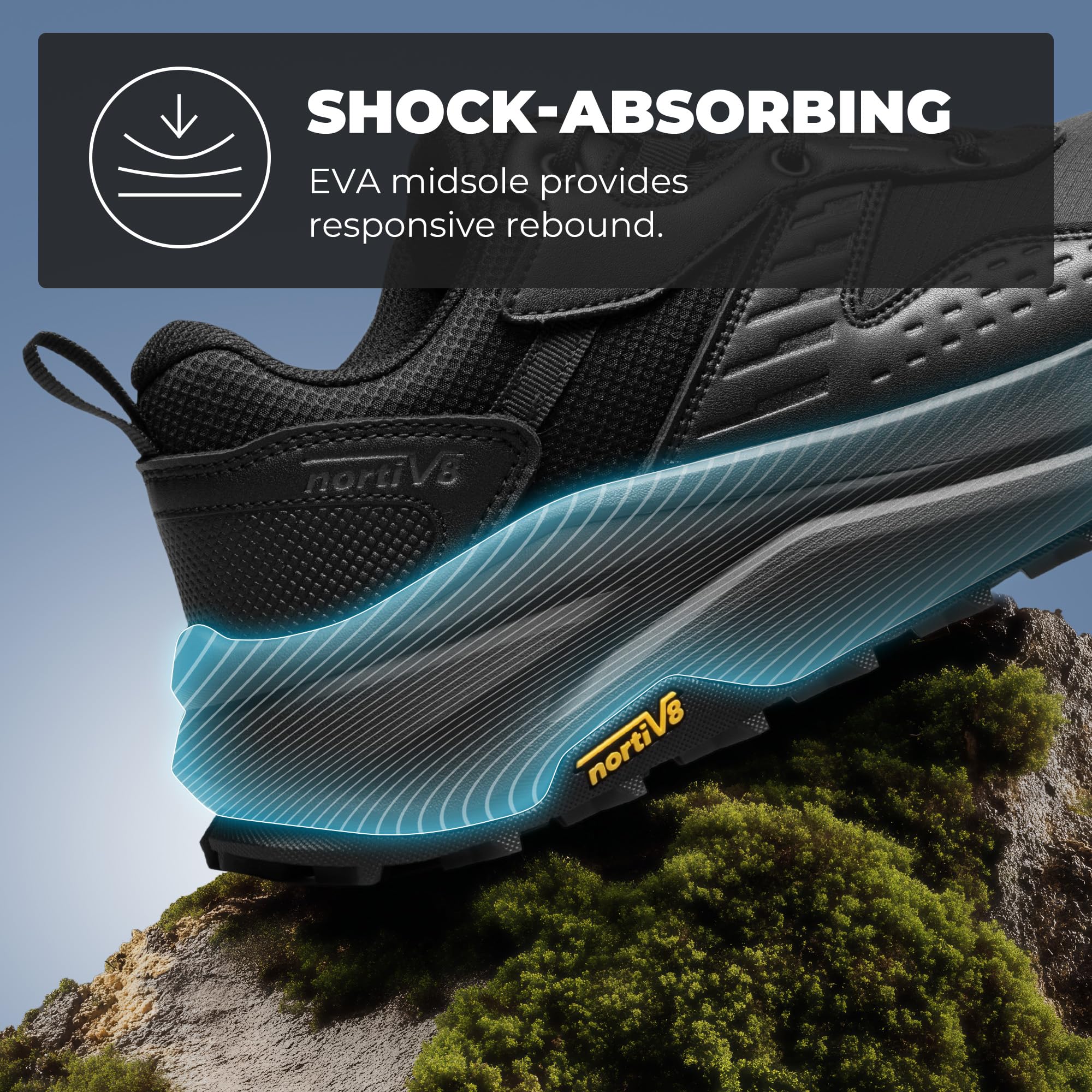 NORTIV 8 Męskie buty trekkingowe z szerokim noskiem, wodoodporne, niskie, do chodzenia, wędrówek, biwakowania, wspinaczki, na co dzień modne trampki