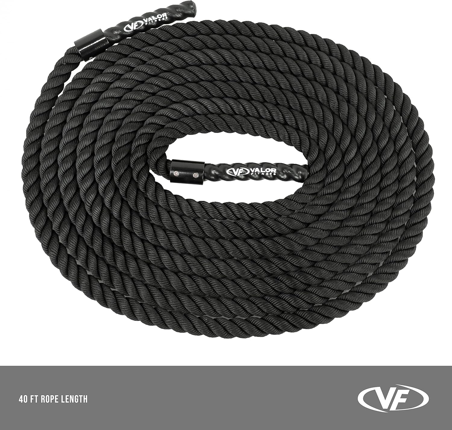 Valor Fitness Battle Ropes - 40-Foot Braided Battle Rope Nylon Exercise Rope and Protective Sleeve Option Workout Ropes for Exercises