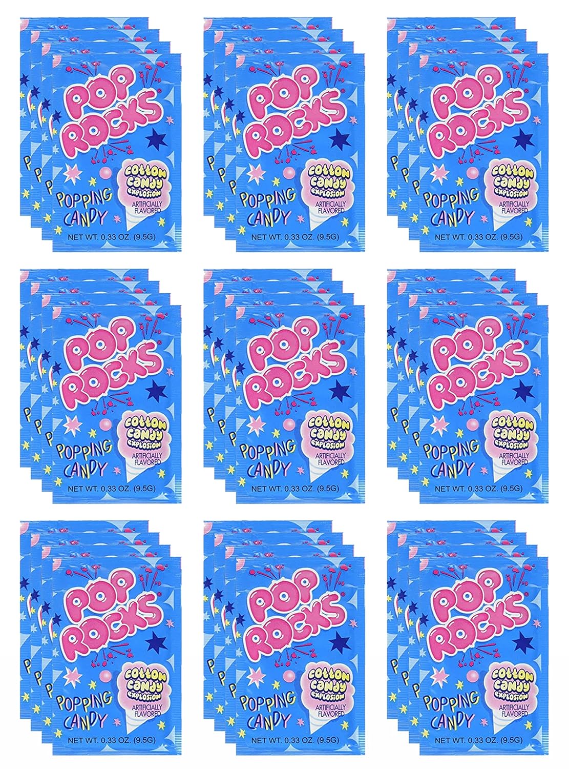 Pop Rocks Cotton Candy Bulk (0.33 oz) – 72 Pack Cotton Candy Flavored Pop Rocks Popping Candy, Retro Crackling Rock Candy for Halloween, Christmas, Easter, Valentine’s Day & Parties – By Dr. Variety