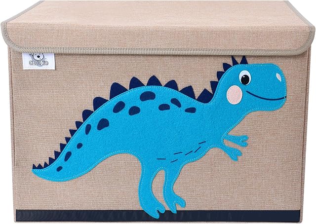 CLCROBD Foldable Kids Large Toy Chest with Flip-Top Lid, Collapsible Fabric Animal Toy Storage Organizer/Bin/Box/Basket/Trunk for Toddler, Children and Baby Nursery (Dinosaur)