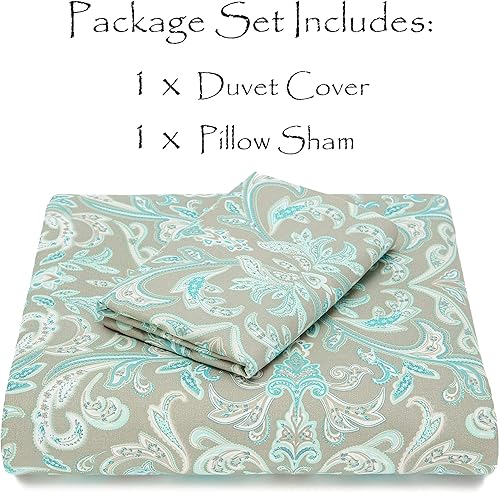 Miniatura 4 de Chanasya Juego de funda de edredón prémium de damasco salvia, funda de edredón (90 x 90 pulgadas) y 1 funda de almohada (20 x 26 pulgadas), juego de