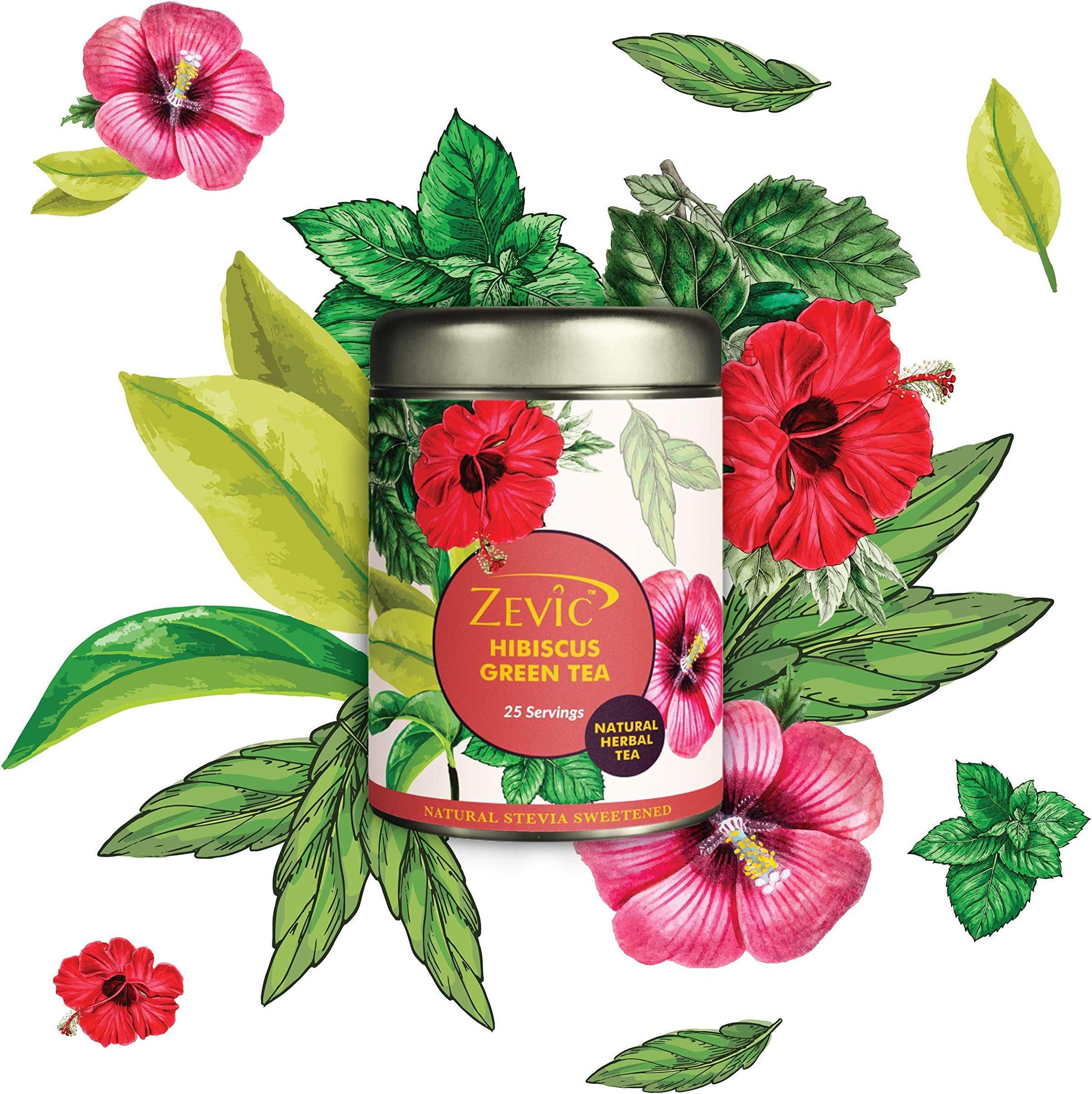 ZEVICHibiscus Herbal Green Tea, 50g