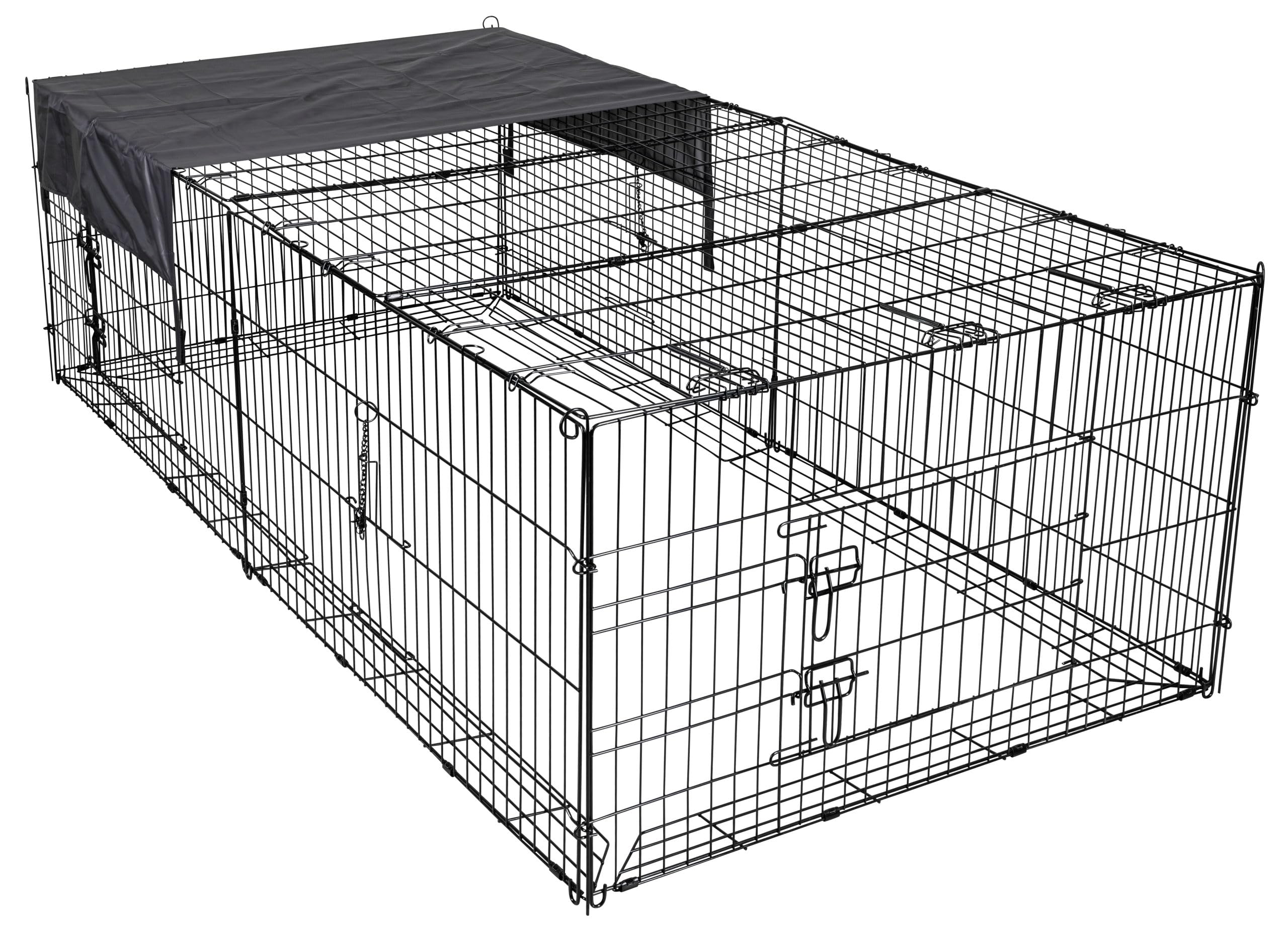 Kerbl Pet Freilaufgehege Nala mit Ausbruchsperre, 200 x 100 x 60 cm, Metall verzinkt, 3,2cm, mit Abdeckung, Freilaufgehege, Freilauf, Auslauf, Kaninchen, Hasen