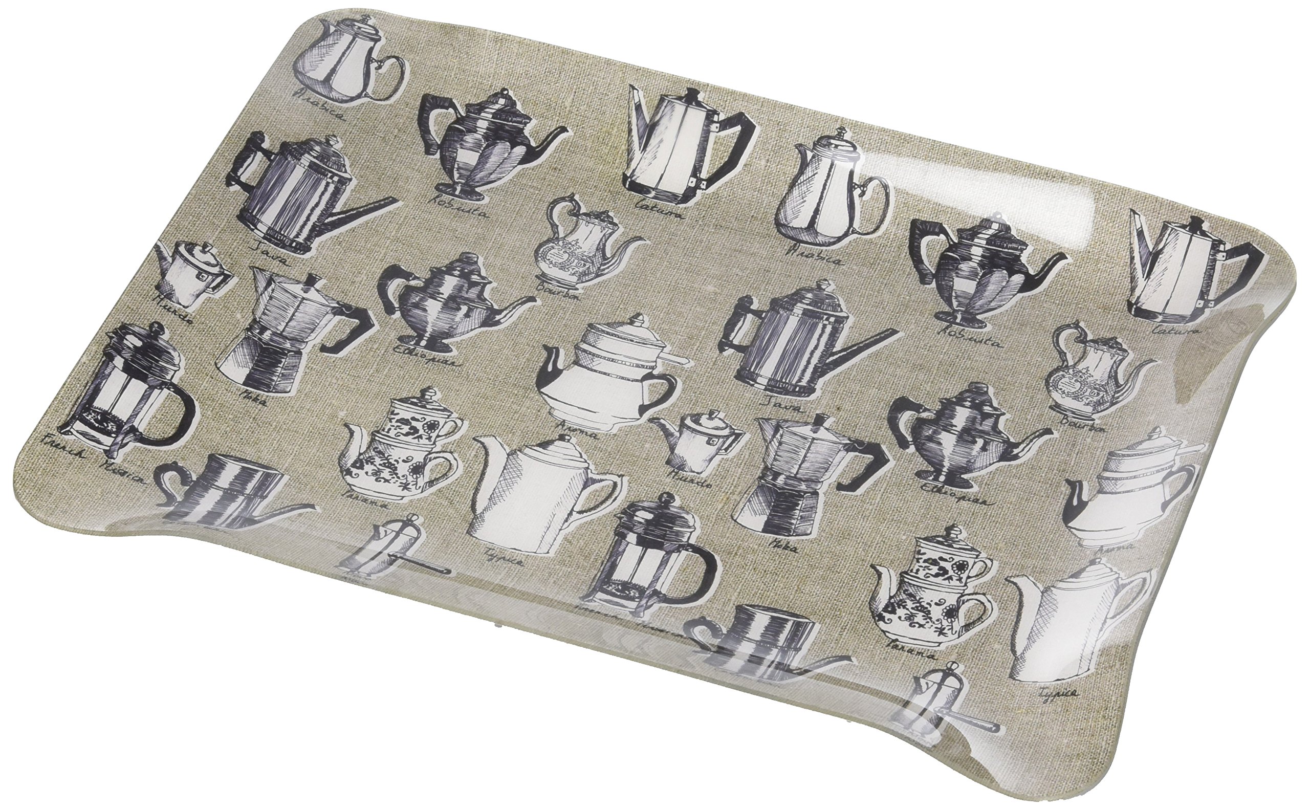 Plateau imprimé café Alpac 379283 en acrylique compact de 30 x 22 cm