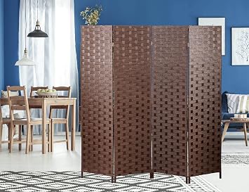 Room Divider,4 Panel Wood Dressing Screen with Hand-Woven Design for Decorationg of Bedroom,LivingRoom,Office,Room Partitions and Dividers Freestanding,Partition Room Dividers,Chinese Wall Dividers