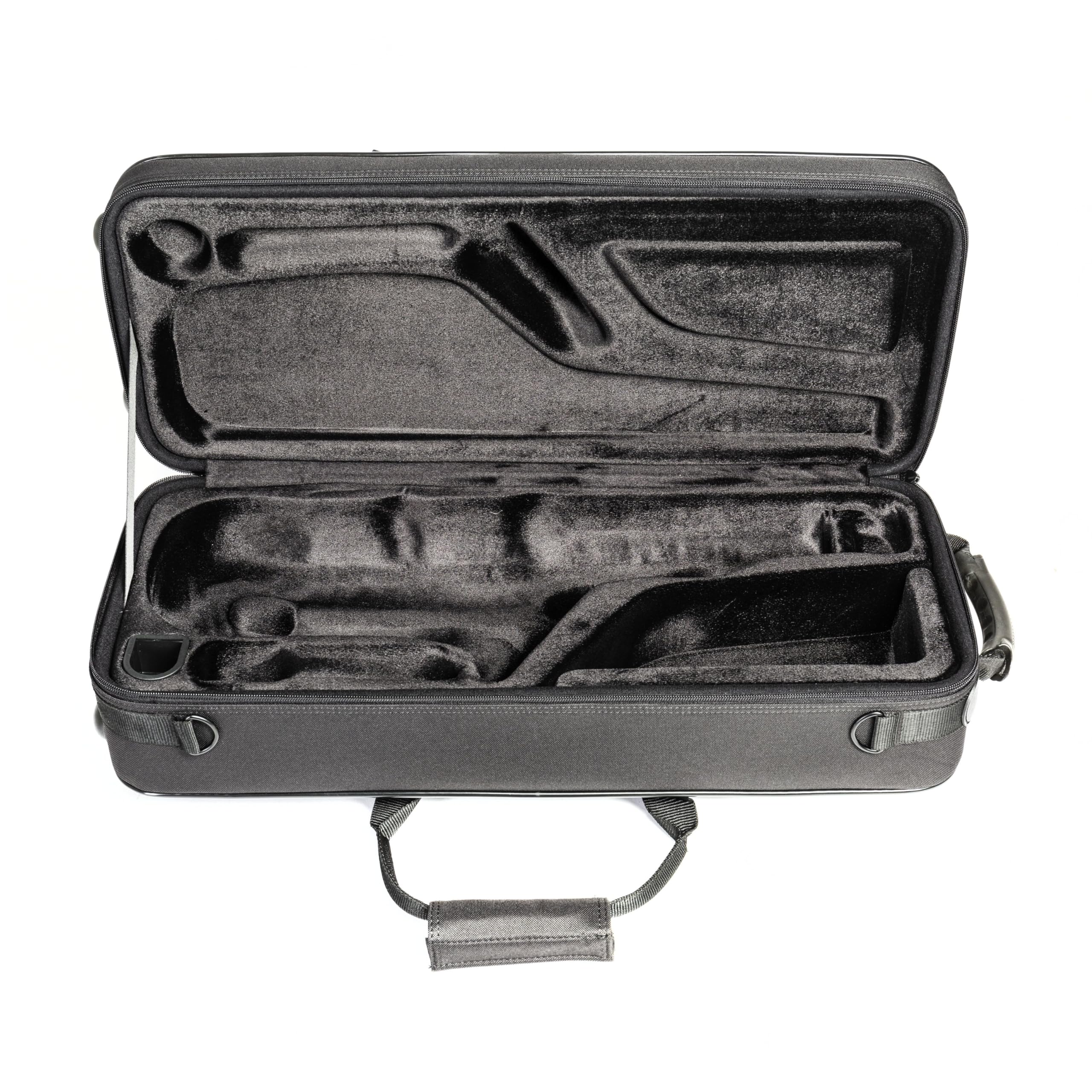 Monzani Alto Sax Case Pro, Robuster Leichtkoffer, Wasserabweisend, Rucksackgurten, Extra Stauraum für Noten und Zubehör, Altsaxophone, BLA0005689-000