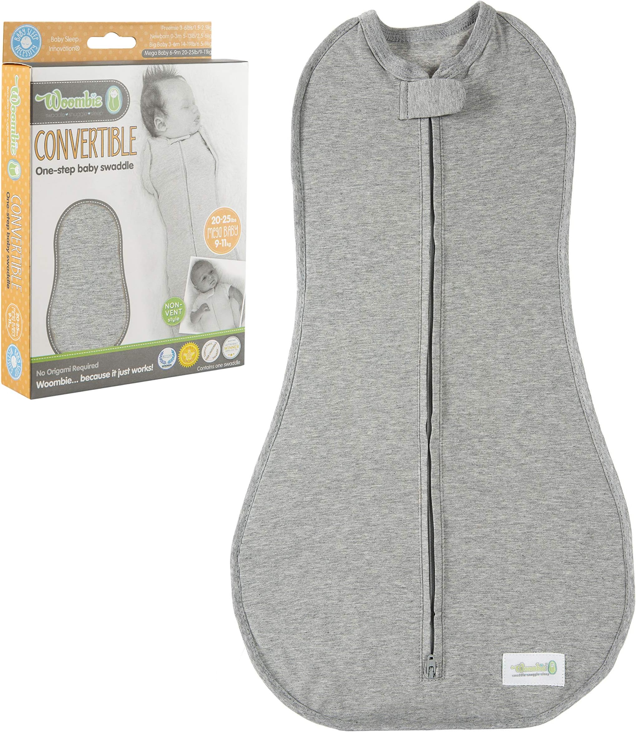 Woombie Original Swaddle Heathered Grey , Mega Baby(6 - 9 Month)