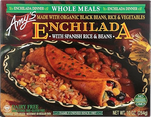 Amy's Frozen Meals, Black Bean and Veggie Enchilada Dinner with Spanish Rice and