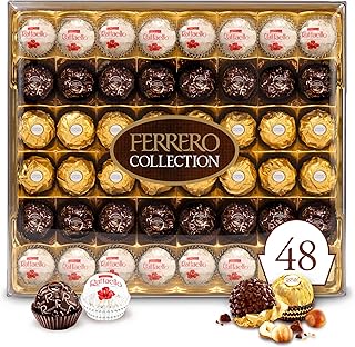 Ferrero Rocher Collection Premium Gourmet Assorted Hazelnut Milk Chocolate, Dark Chocolate and Coconut Chocolates, Luxury Chocolate Holiday Gift Box, 48 Ct. (Pack of 1)