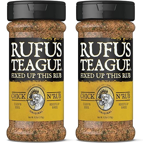 Rufus Teague - Chick N' Rub - Premium BBQ Rub - Botellas de 6.2 oz - Paquete de 2