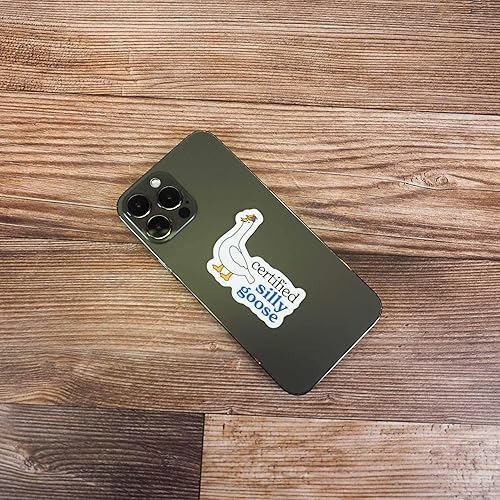 Miniatura 2 de Calcomanía certificada de ganso tonto para botella de agua, divertida calcomanía de meme, bonita calcomanía de sombrero de hélice para vasos