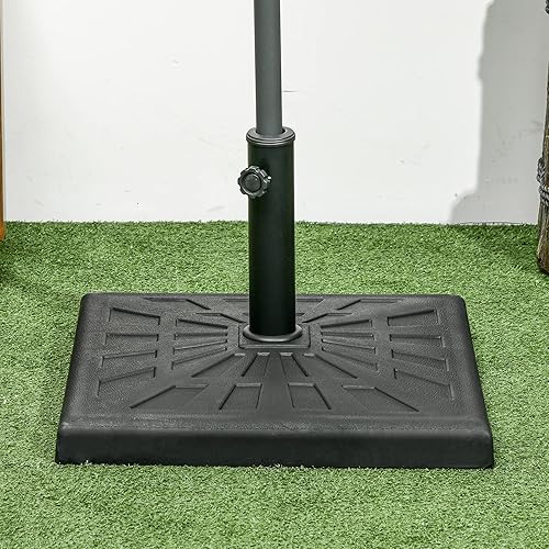Miniatura 7 de Outsunny 42lbs Resin Patio Umbrella Base, 20" Square Outdoor Umbrella Stand Holder for Parasol Poles 1.26", 1.5", and 1.9" Dia