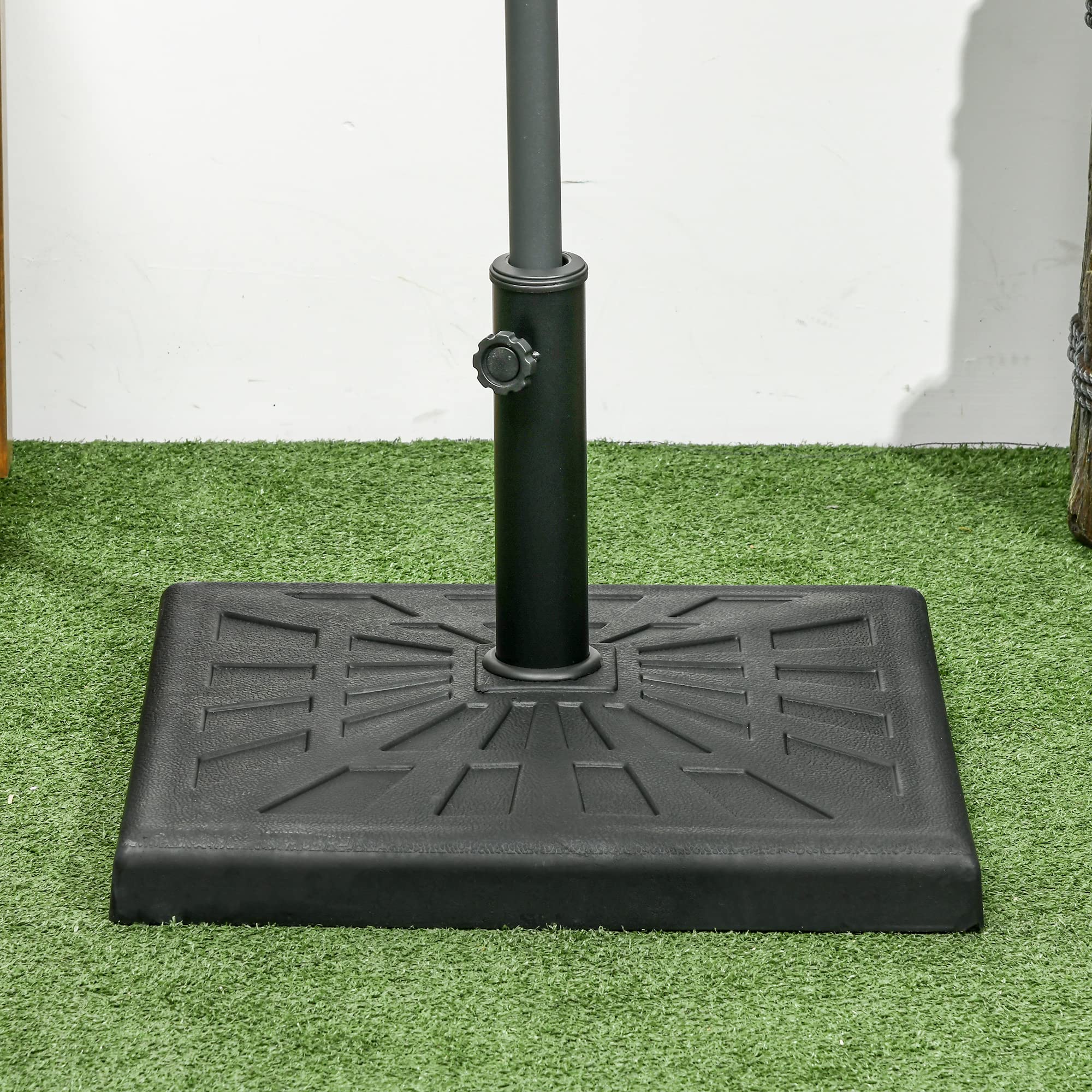 Outsunny Pied de Parasol 19 kg en Polyrésine, Socle Parasol Extérieur Carré 51 cm pour Mâts de Ø 32/38/48 mm, Base de Parasol pour Jardin Patio Terrasse, Noir