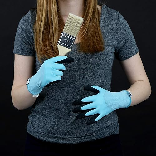 Miniatura 6 de Miracle-Gro MG30604 Guantes de agarre resistentes al agua - Guantes de látex planos de doble inmersión con muñeca de punto elástico