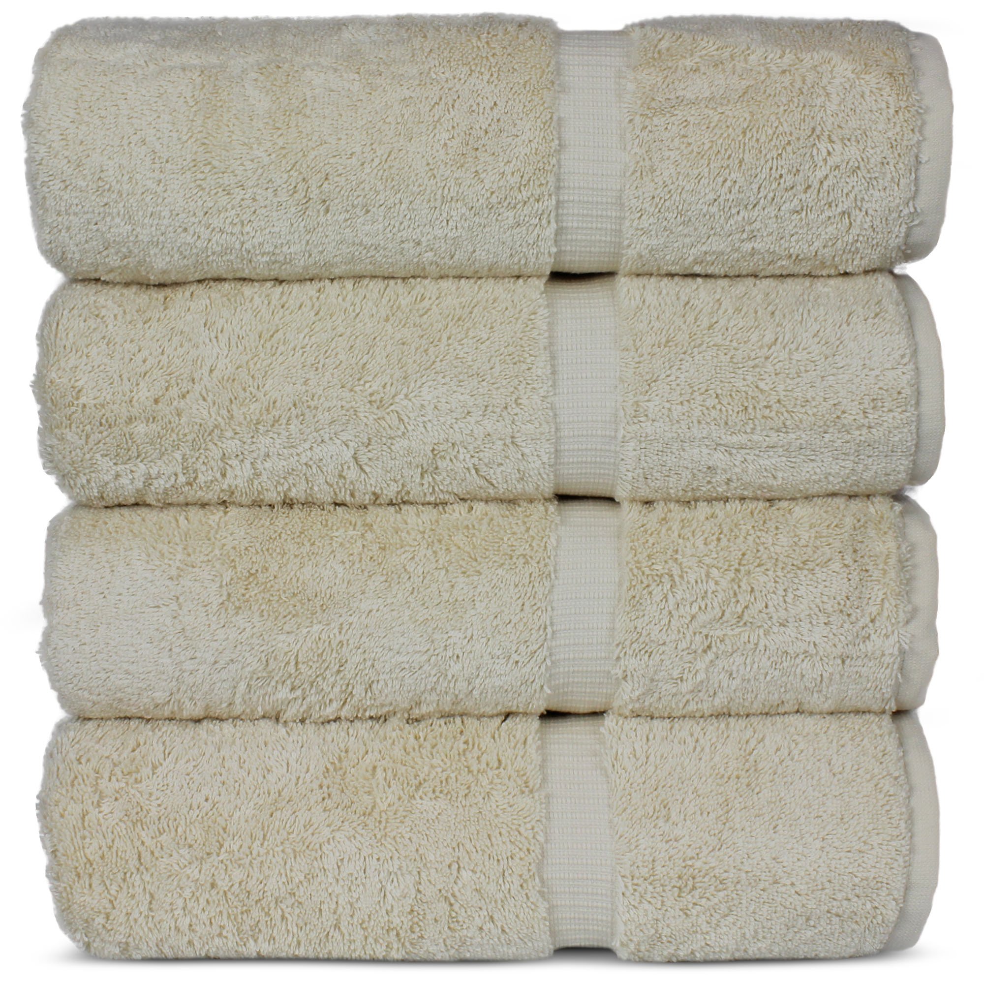 Chakir Turkish Linens 100% Cotton Premium Turkish Towels for Bathroom | 27'' x 54'' (4-Piece Bath Towels - Beige)