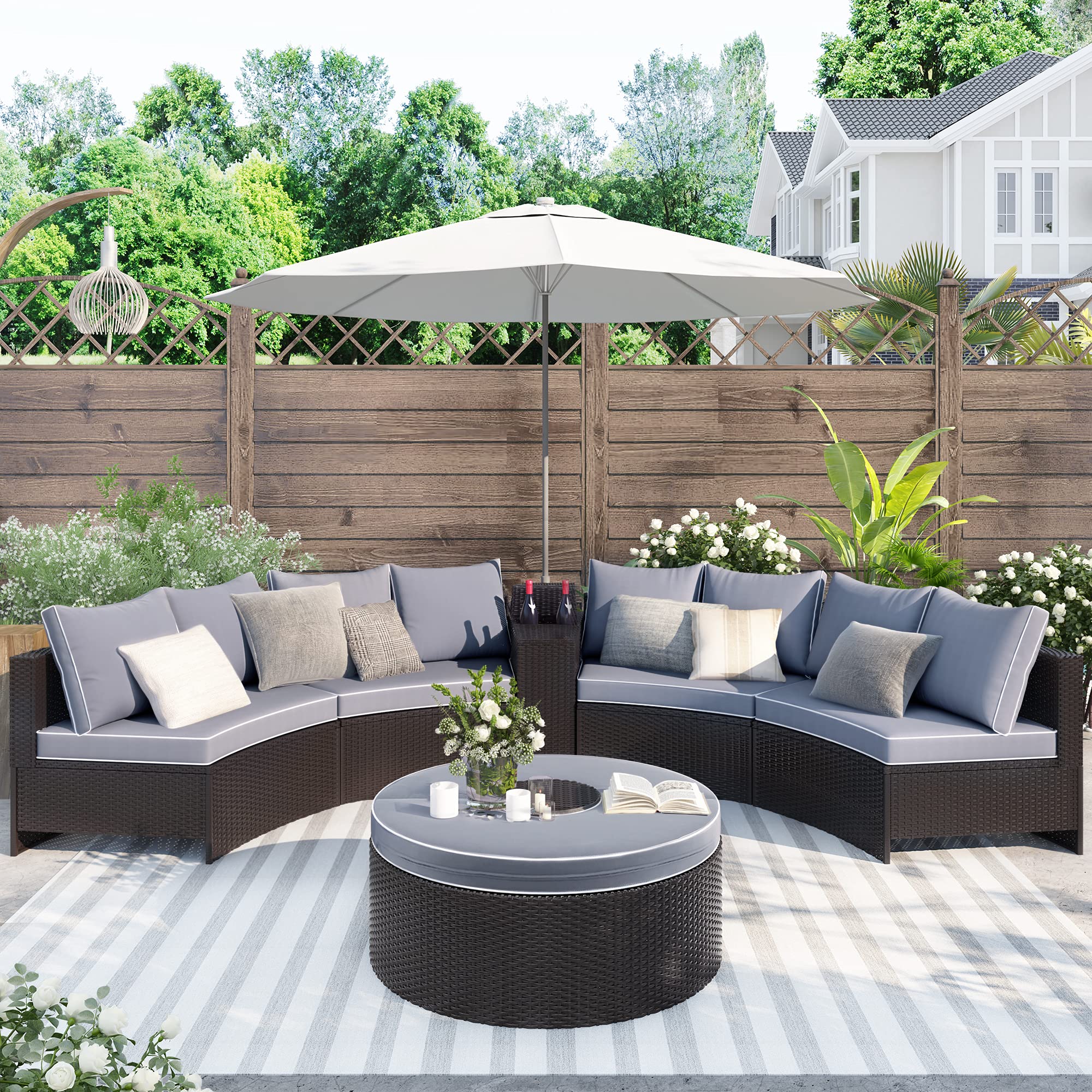 Buy XD Designs Outdoor Sectional Half Round Sofa Set, 6 Pieces All