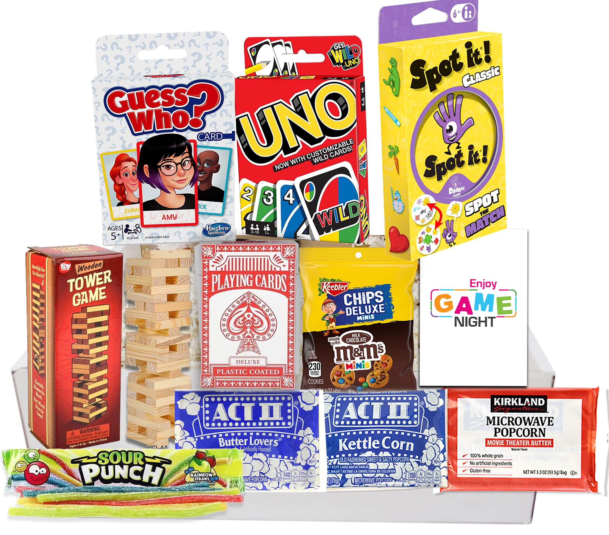 The Ultimate Game Night Gift Baskets for Family, Kids, Teens & Adults | Playing Cards & Snacks & Candy Gift Box for Teenage Birthday | Great Family