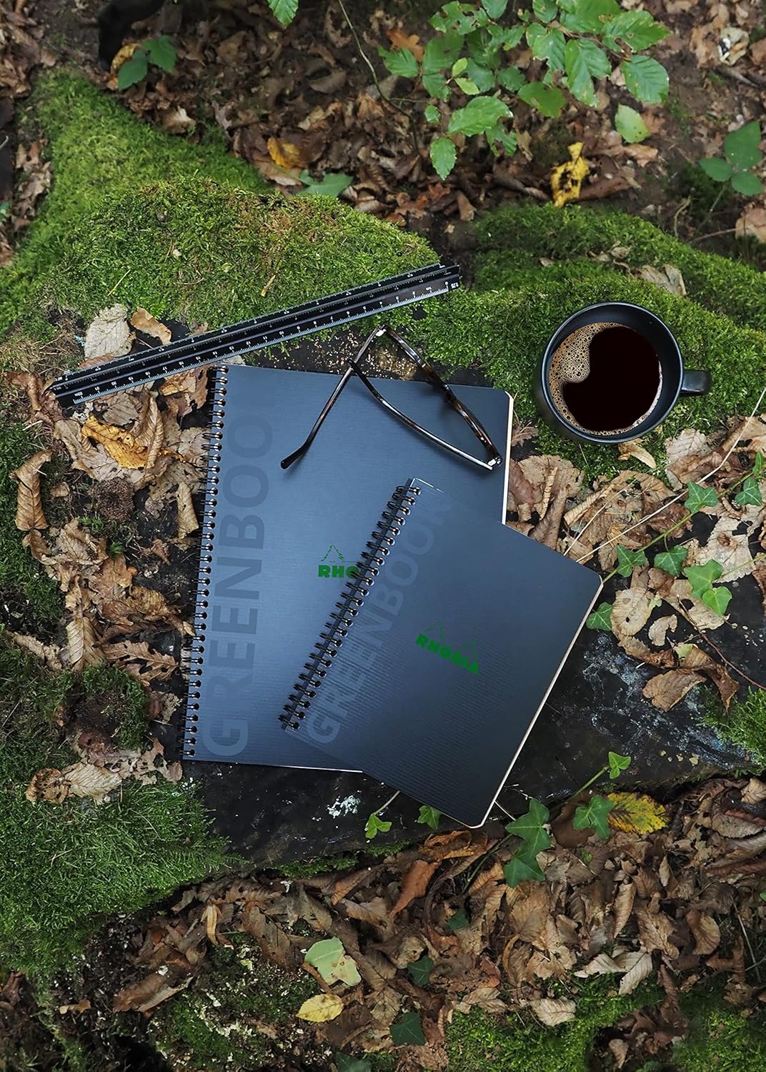 RHODIA 119913C - 100% Recycled and Recyclable Greenbook Notebook - Black - A5+ - Small Squares - 160 pages 6 Hole Punched - Clairefontaine Recycled Paper 90g Fsc® - Polypro Cover      Office Product – February 1, 2023