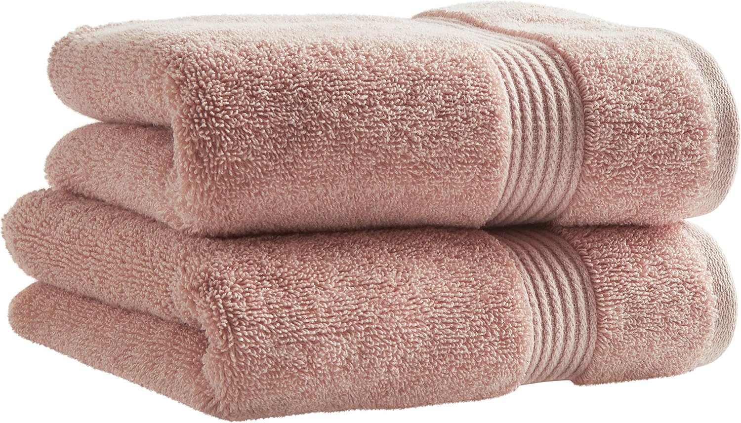 Amazon Brand – Rivet Classic Supima Cotton Hand Bathroom Towels, Set of 2, Peach Pink