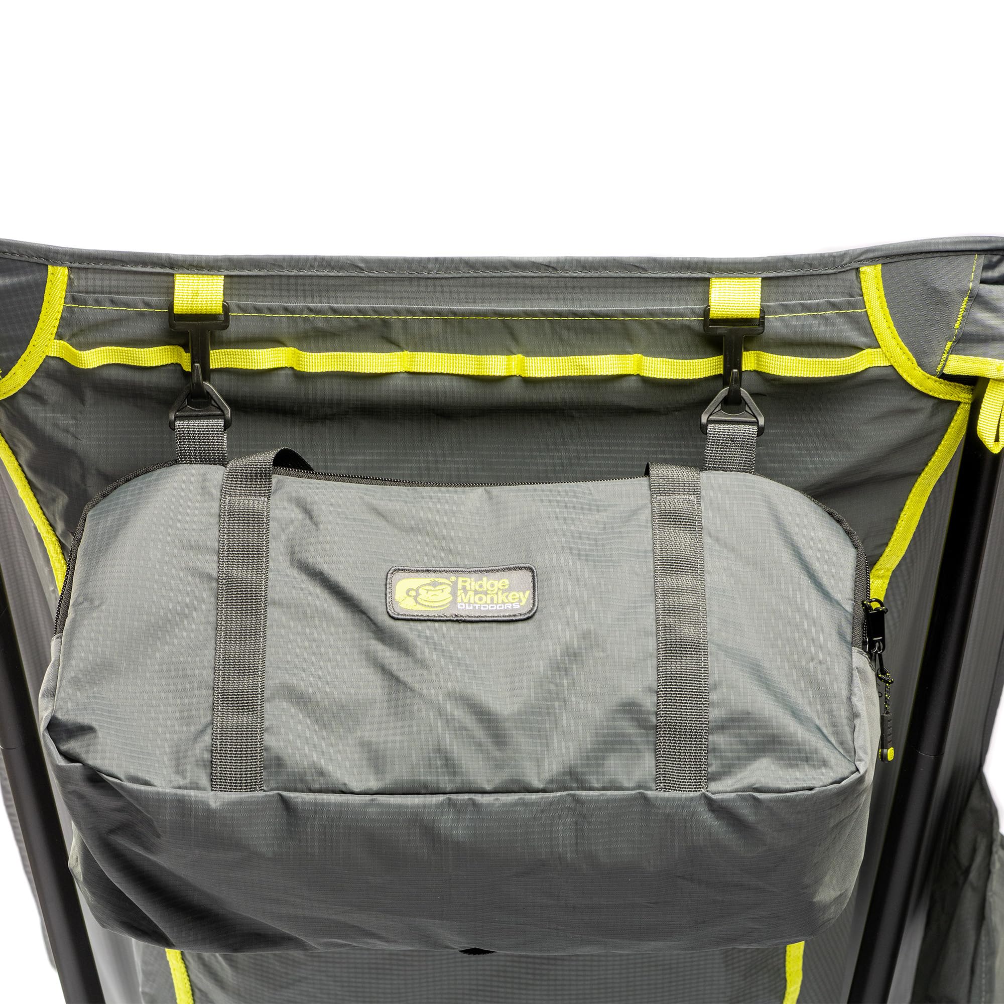 Ridgemonkey Outdoors Alta Chaise de camping à dossier haut – Siège d'extérieur léger et compact avec hauteur réglable et pieds de boue auto-nivelants – Capacité de 150 kg