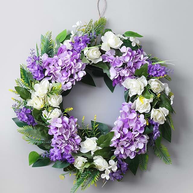 Summer Wreaths for Front Door Green Plant Purple Hydrangea Weaths 18 inc...