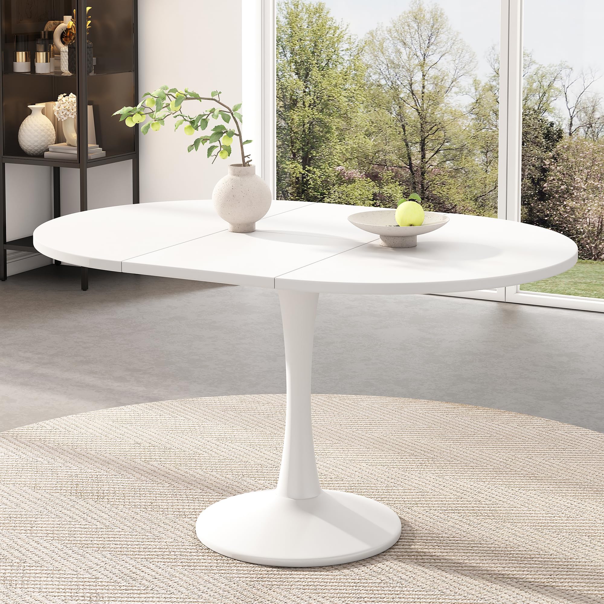 sogesfurniture Tavolo da pranzo allungabile ovale moderno per 4-6 persone, lunghezza 100/140 x larghezza 100 x altezza 75 cm