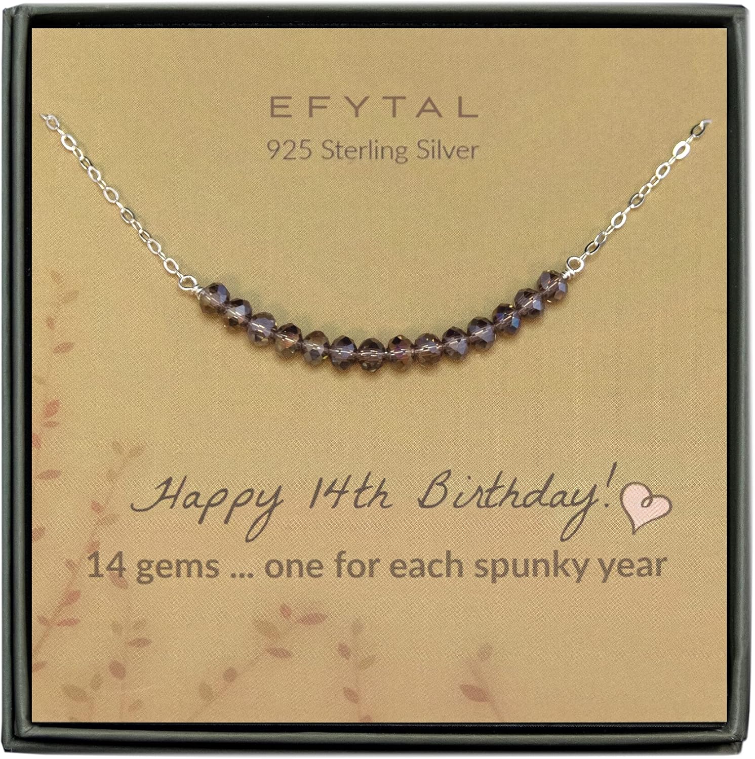 EFYTAL 14 Year Old Gifts, 925 Sterling Silver Beaded Necklace, 14th Birthday Gifts for Her, Gifts for 14 Year Old