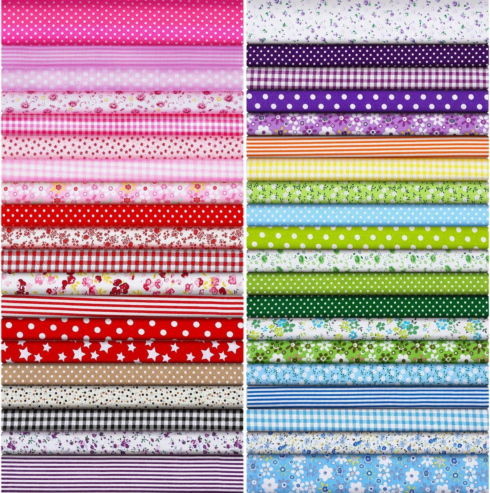 Tegeme 40 Pcs 10 x 10 Inches Cotton Fabric Bundle Squares Precut Fabric Squares Multi Color Floral Fat Squares Sheets for DIY Craft Quilting Sewing(Fresh Patterns)