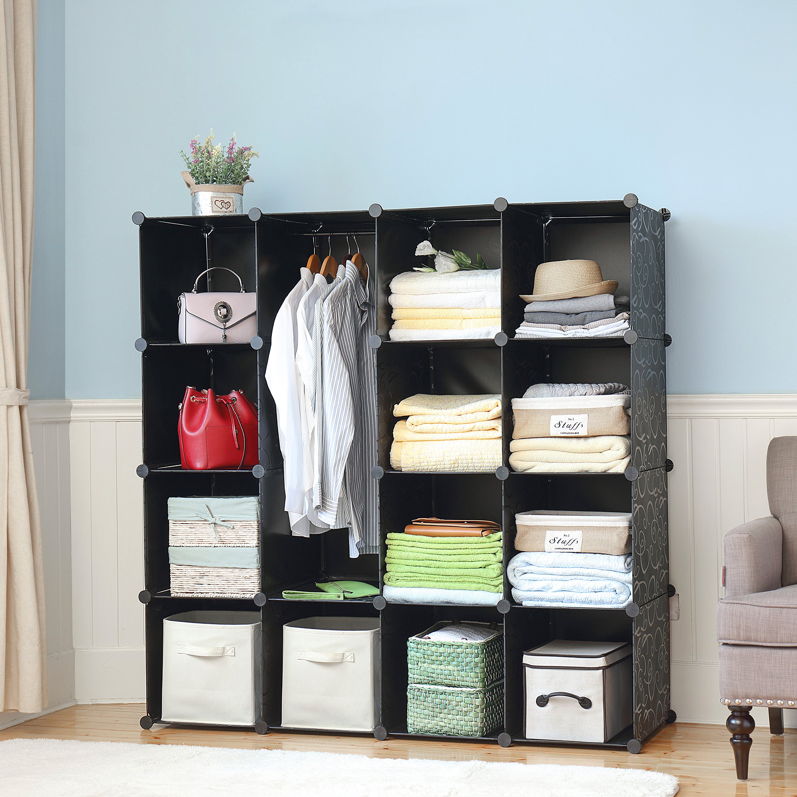 Finnhomy DIY 16 Deep Cube Organizer Storage Bookcase Storage