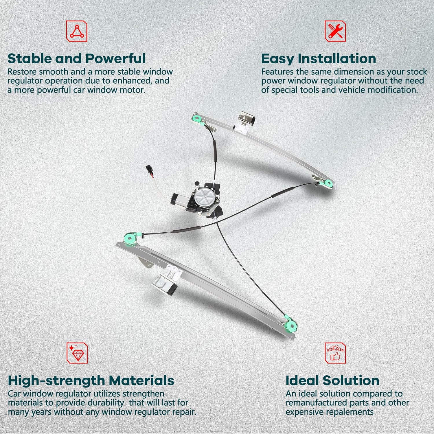Power Window Regulator with Motor Front Driver Side Front Passenger Side fits for 2004-2007 for Chrysler Town and Country,2004-2007 for Dodge Caravan,2004-2007 for Dodge Grand Caravan 741-534,741-535