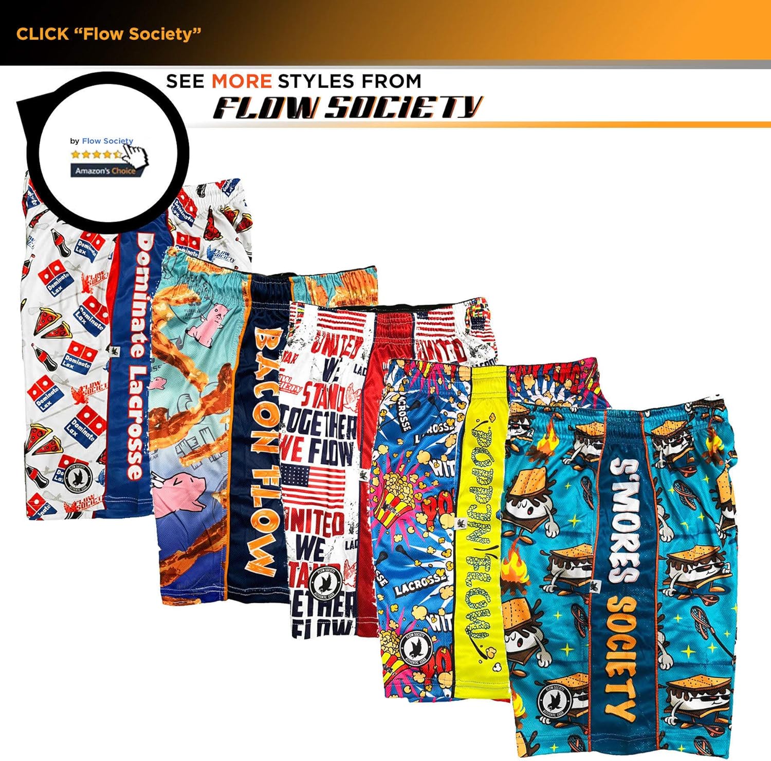 Flow Society Stars Attack Boys Shorts - LAX - Athletic - Basketball - Baseball - Hockey - Football - Lacrosse - Multi - Image 8