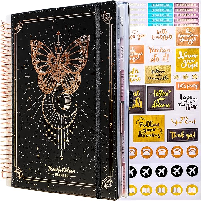 Manifestation Planner - Undated Deluxe Weekly & Monthly Life Planner to Achieve Your Goals. A 12 Month Journey to Increase Productivity, Organizer & Gratitude Journal and Stickers