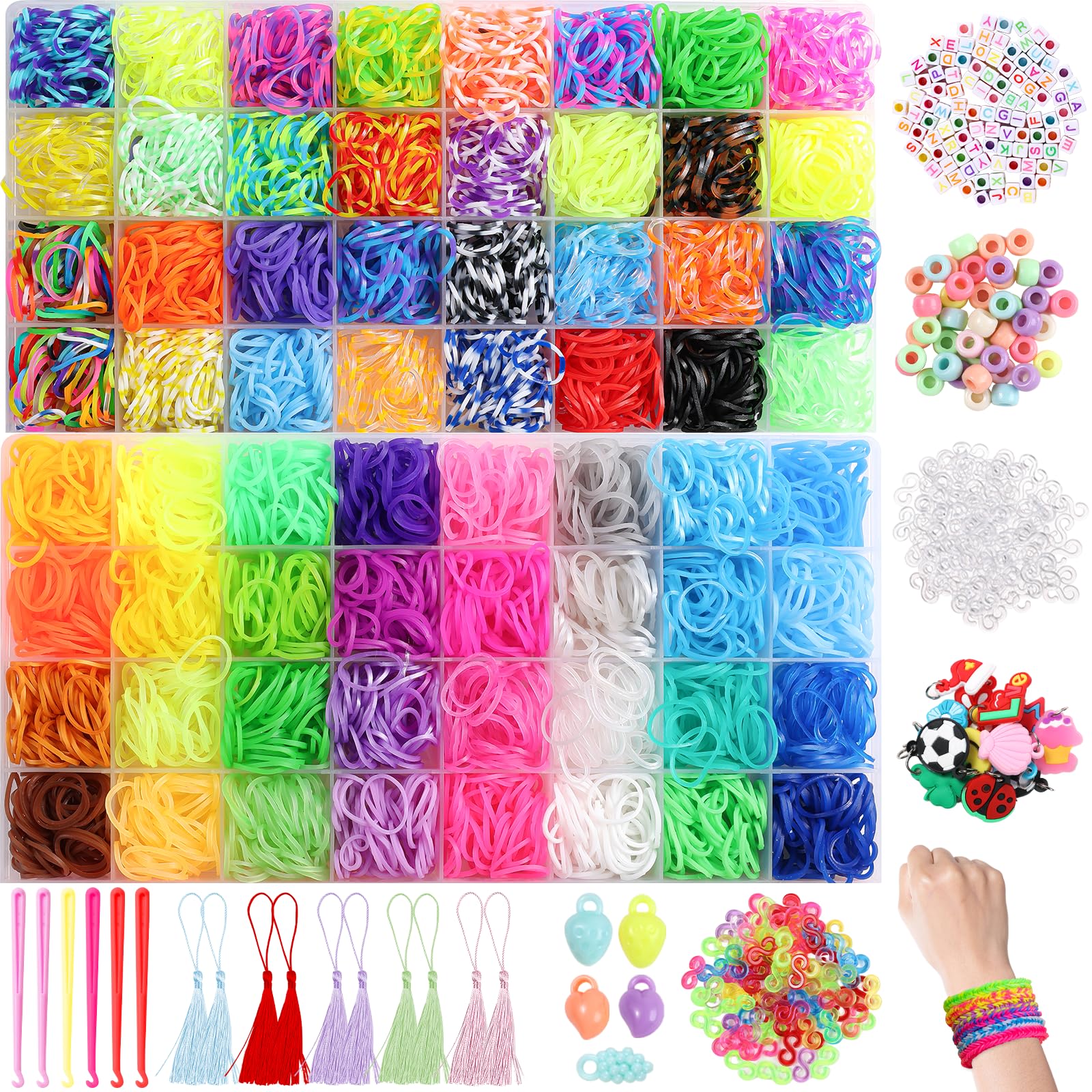 ヘアゴム No.40 Amazon.com: XKDOUS 64 Colors Rubber Band Bracelet Kit, Bracelet