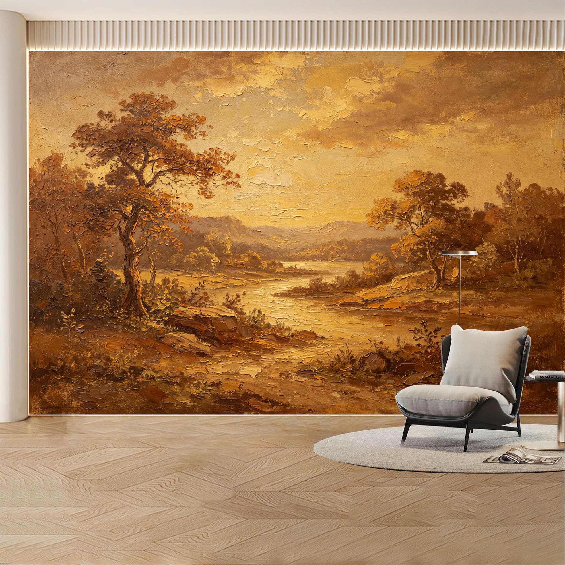 Custom Wall Mural Wallpaper Forest Landscape Nature Wall Decor Large Wall Art Vintage Sunset Misty Removable SelfAdhesive Large Photo for Living Room， Bedroom， Office