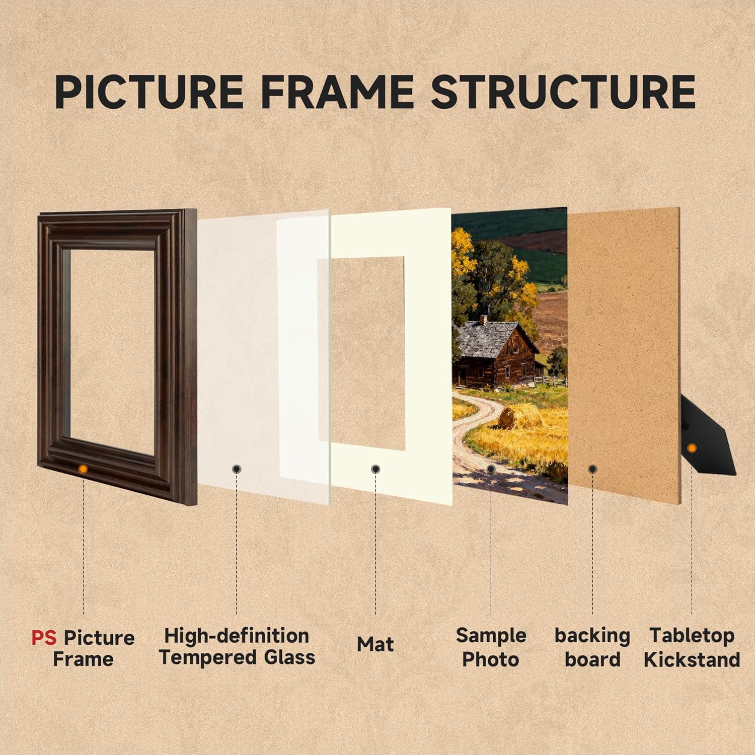 Splinterix 8x10 Picture Frame, Ornate Vintage 8 x 10 Photo Frame for Wall or Tabletop Display, 8x10 Poster Frames with Real Glass, Display 5x7 Pictures with Mat or 8x 10 without Mat for Antique Déco, Brown, 1 Pack