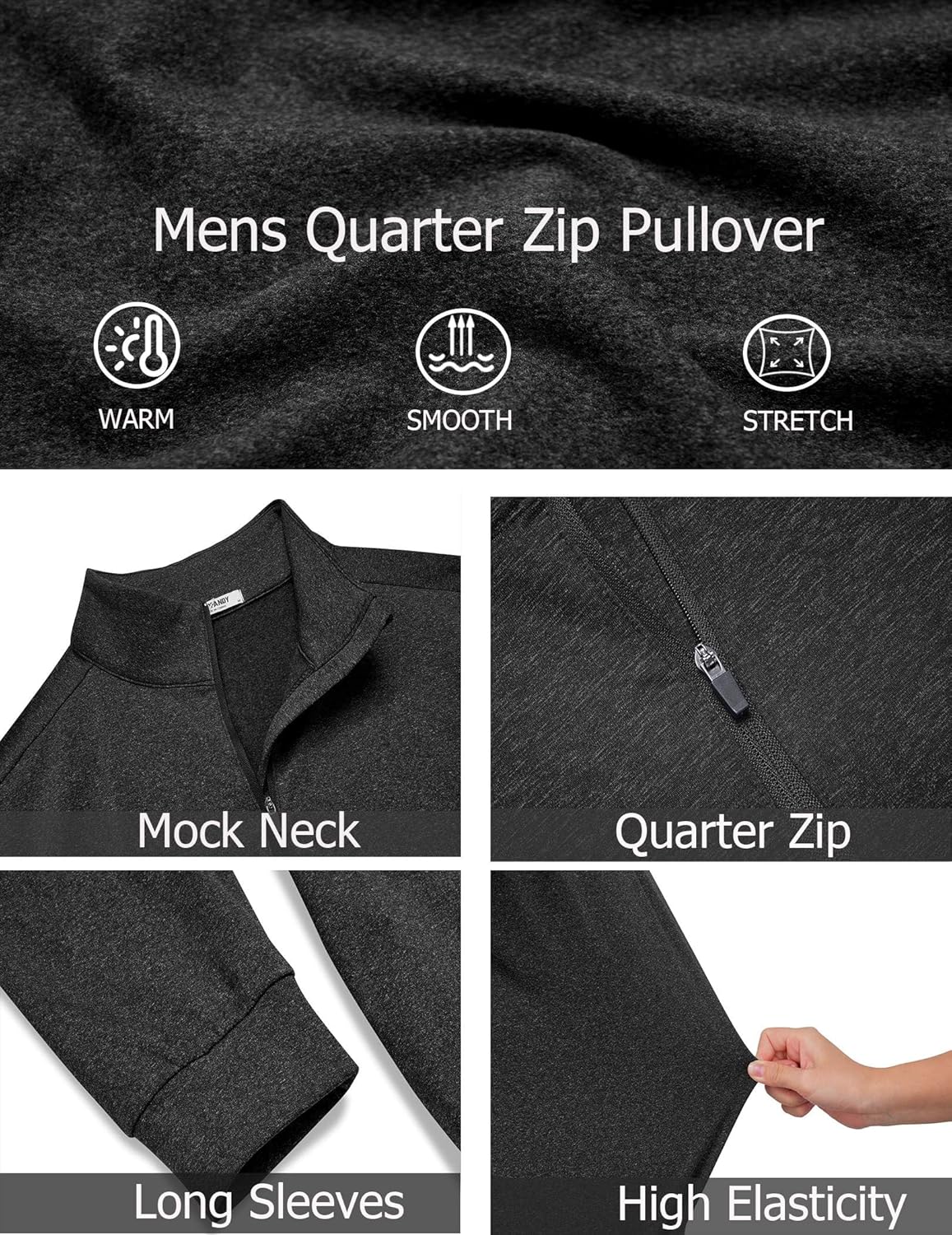 COOFANDY Men's Quarter Zip Shirts Workout Fleece Lined Lightweight Long Sleeve Pullover Sweatshirts - Image 4