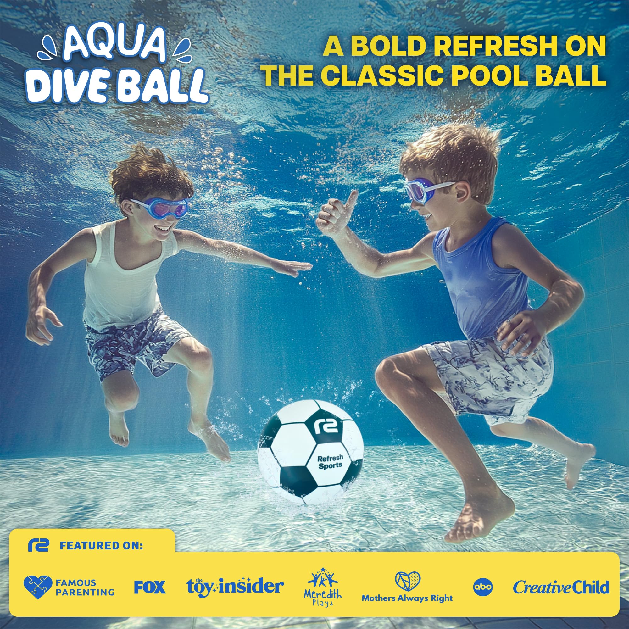 Aqua Dive Fußball – lustiges Unterwasser-Pool-Spielzeug für Kinder ab 8–12 Jahren – beste Poolspiele, Outdoor-Ballspiel für Kinder – Wasserspielzeug für Sommerpartys und Wassermelonen-Strandspiele