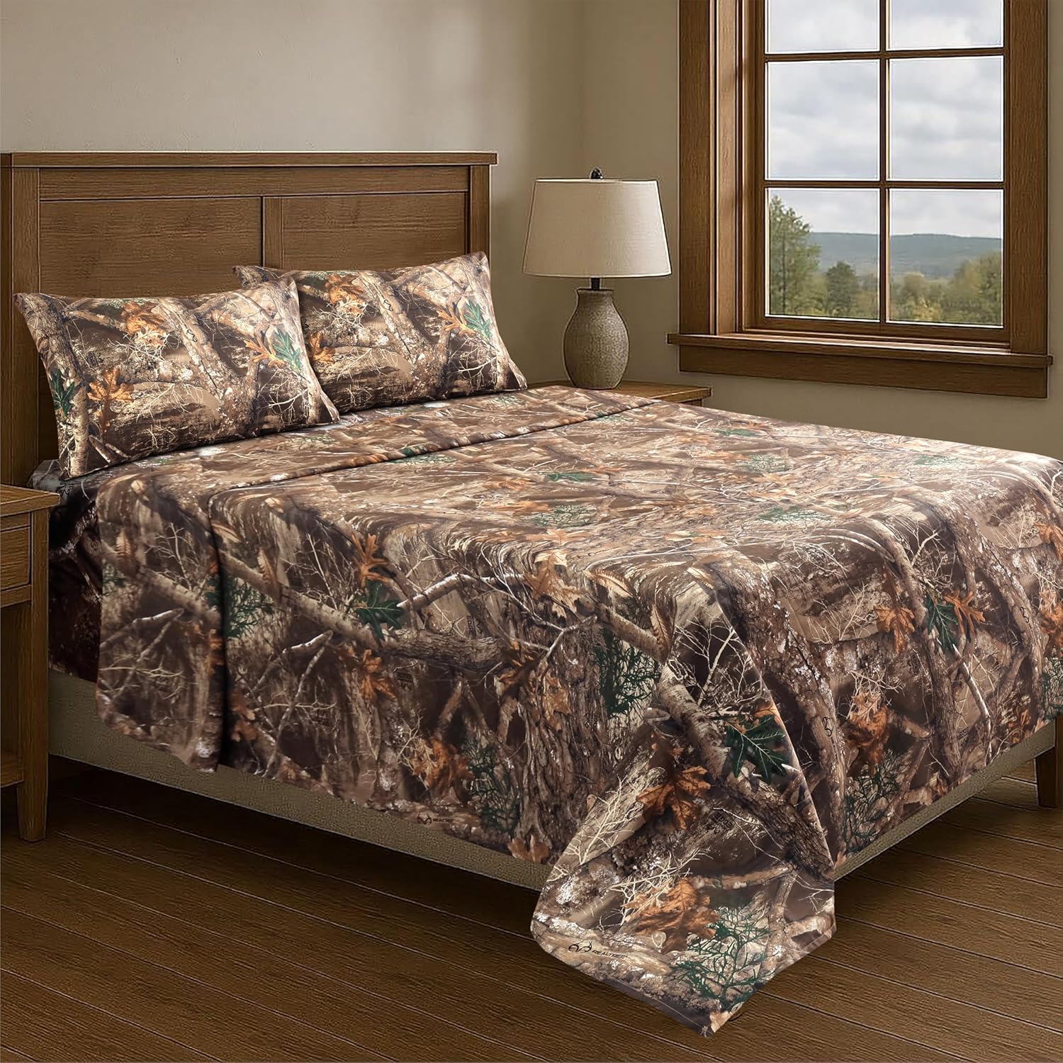 VISI-ONE Realtree Edge Twin Camo 3 Piece Sheet Set – Lightweight, Cooling, Wrinkle-Free Microfiber 15" Deep Pockets Sheets, Unisex Rustic Western Farmhouse Style for Home, RVs, and Camping Retreats