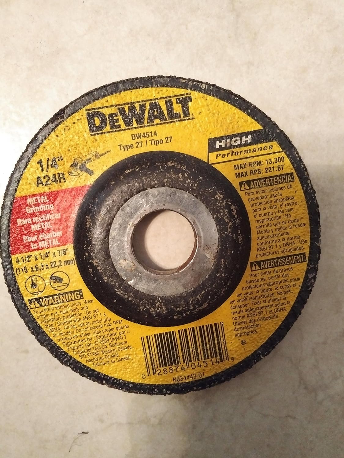 DEWALT Grinding Wheel for Metal, 4-1/2-Inch (DW4514)