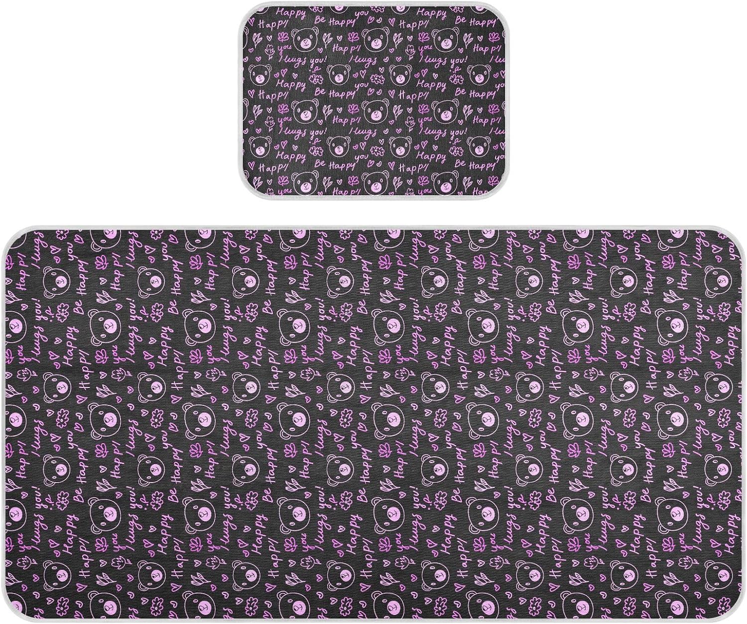Baby Cooling Mat Bear Doodles Ice Silk Breathable Mesh Summer Crib Mattress Pad with Pillowcase, Soft Cooling Sleeping Surface for Infant & Toddler, 52"x28"