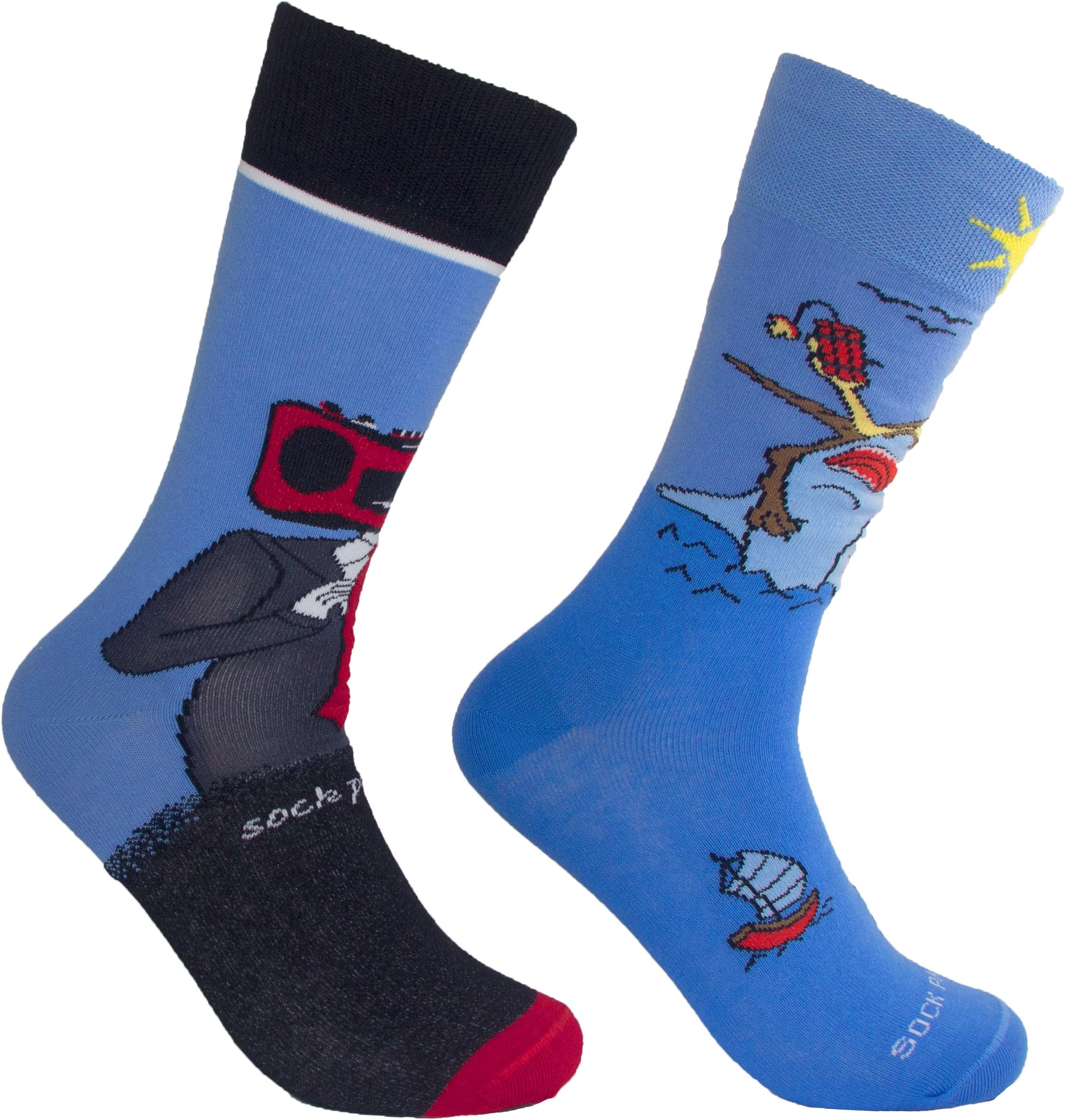 Music Head and Shark Socks by Sock Panda (Two Pack)