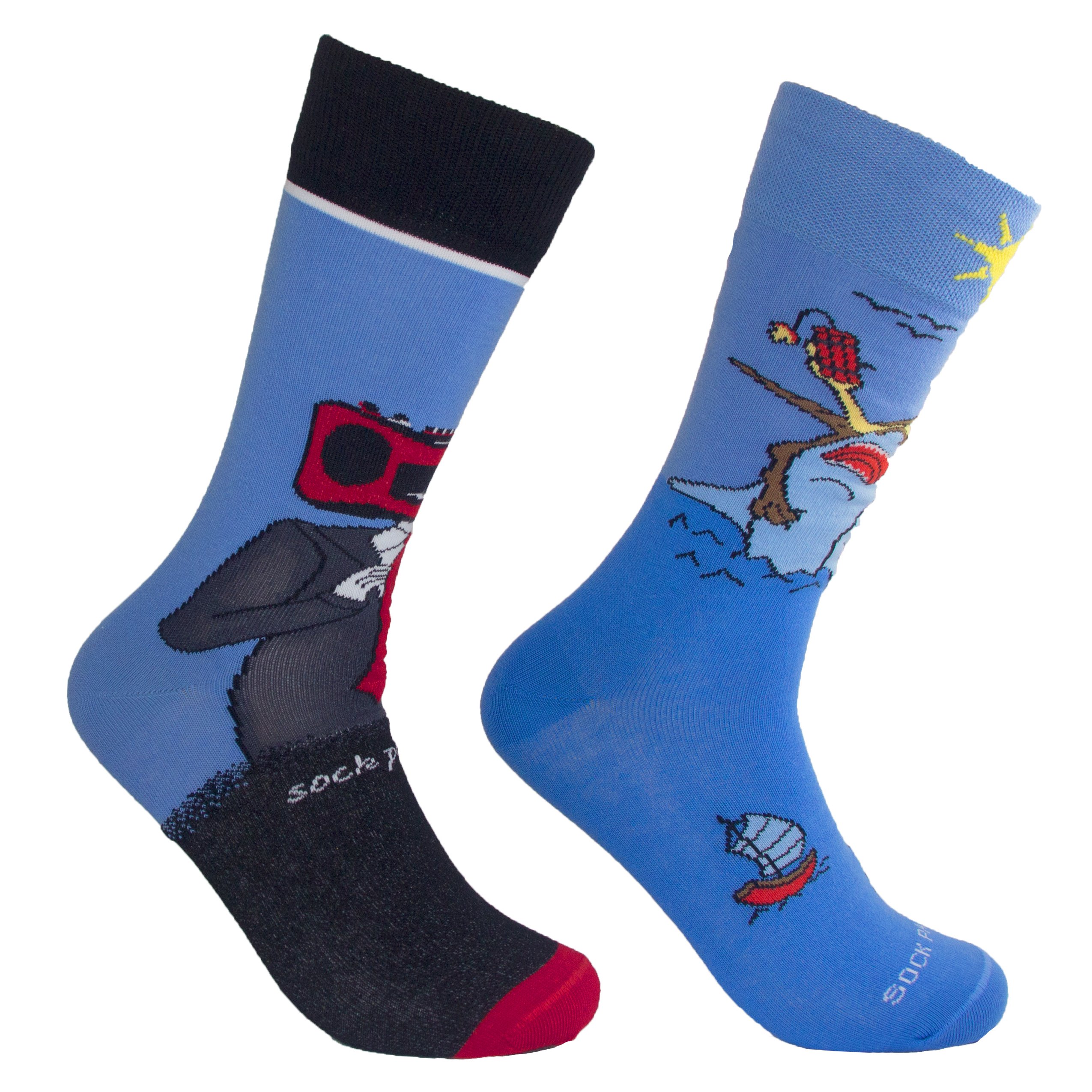 Music Head and Shark Socks by Sock Panda (Two Pack)